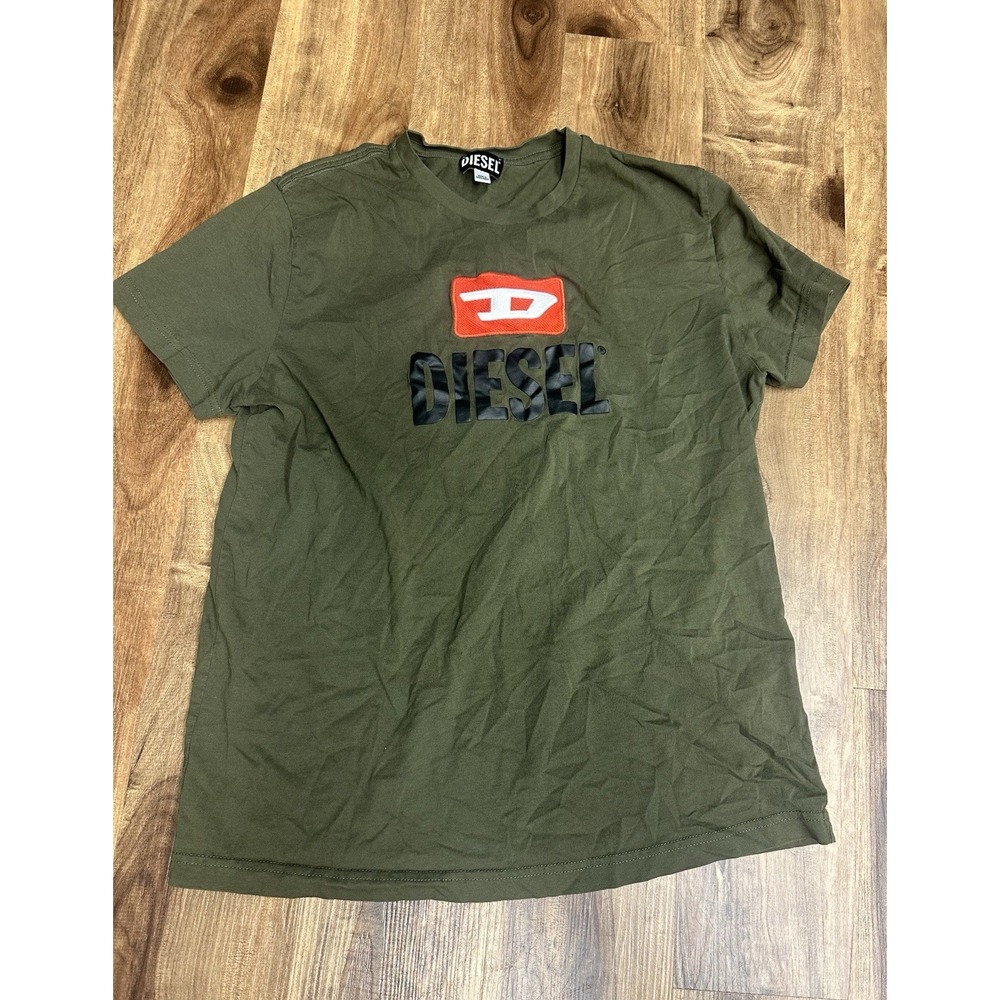 Diesel T-Diego Cuty Men's T-Shirt XL Olive Khaki Green Dual Logo Graphic Tee